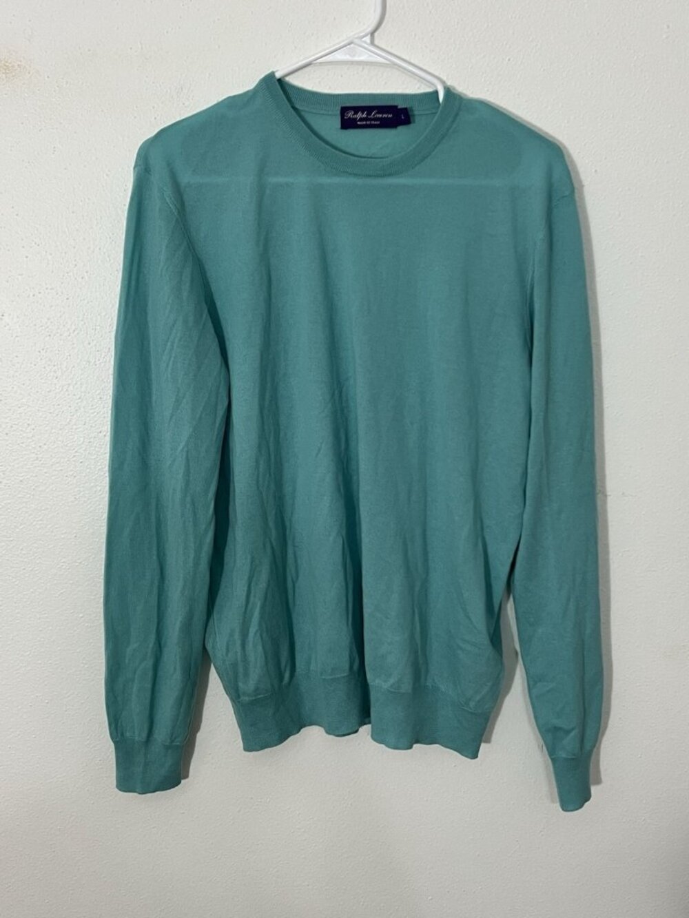 Ralph Lauren Purple Label Teal Cashmere Crew Neck Sweater Size Large Womens